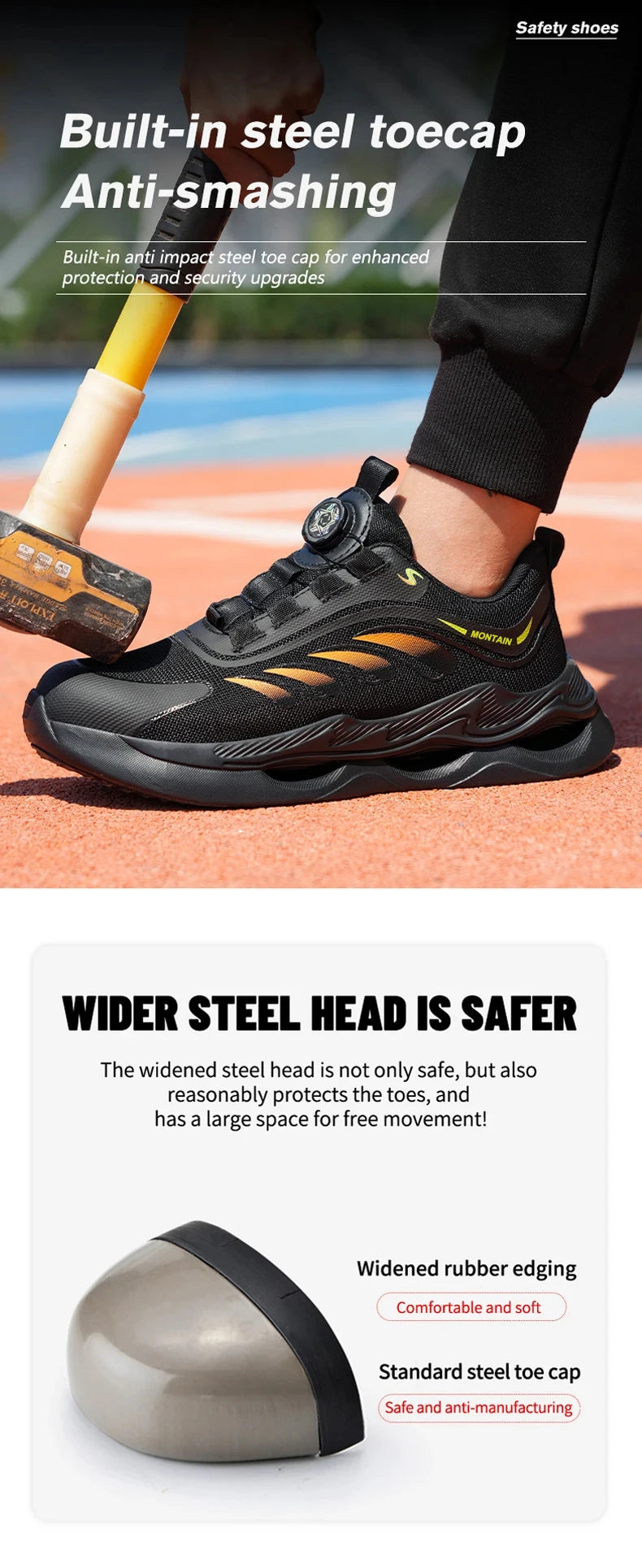 Steel Toe Work Shoes for Men Lightweight Breathable Work Sneakers Indestructible Anti-Smash Anti-Puncture Safety Shoes Man