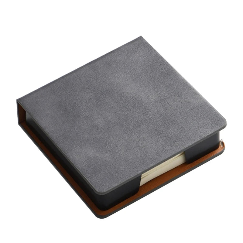 Sticky Note Box with Notepads Leather Memo Pad Dispenser Desktop Supplies for Students Office Worker