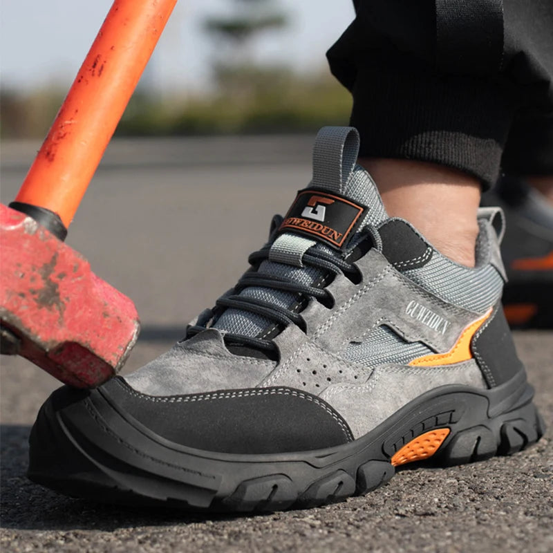 Zapatos de seguridad para hombre con puntera de plástico, botas de seguridad ligeras y a la moda, zapatillas de trabajo cómodas, anticalado, calzado indestructible.