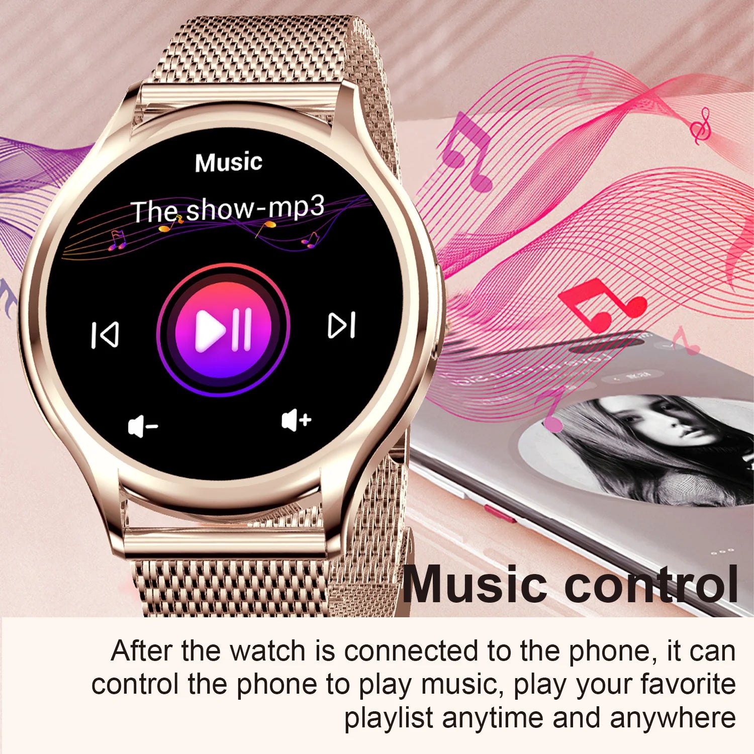 Reloj inteligente para mujer, pantalla HD de 1.27 pulgadas, monitor de salud, asistente de voz con IA, llamadas Bluetooth, control de música, esferas personalizadas, Smartwatch