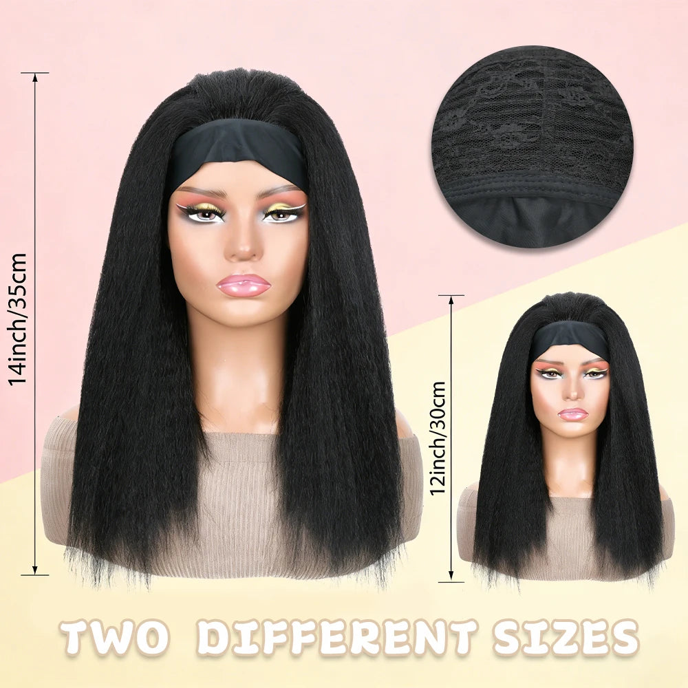 Long Kinky Straight Headband Wig