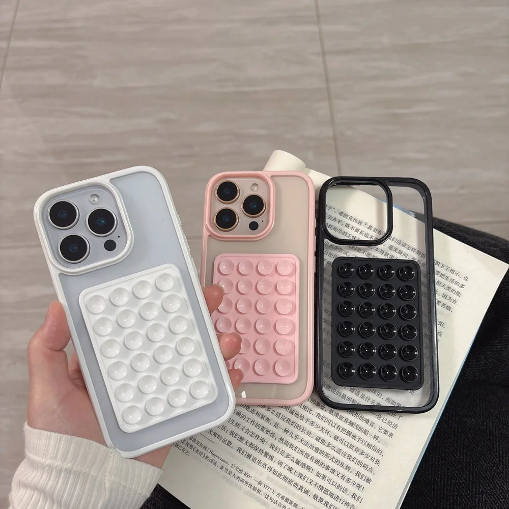 Coque de téléphone 3D avec ventouse et airbag pour iPhone 16, 15, 14, 13, 12, 11 Pro Max, XR, X, XS, 7, 8 Plus, transparente, antichoc