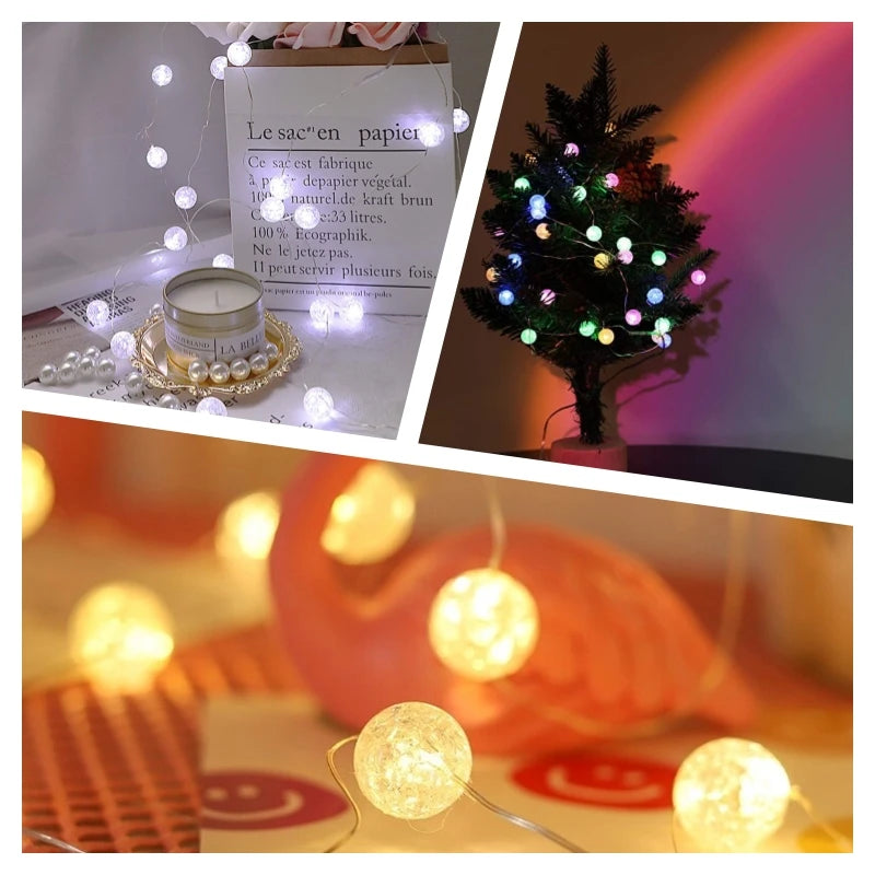 Guirnalda de luces LED, guirnalda de luces de hadas, guirnalda con pilas AG13, decoración navideña para bodas, árbol de Navidad, decoración de Año Nuevo