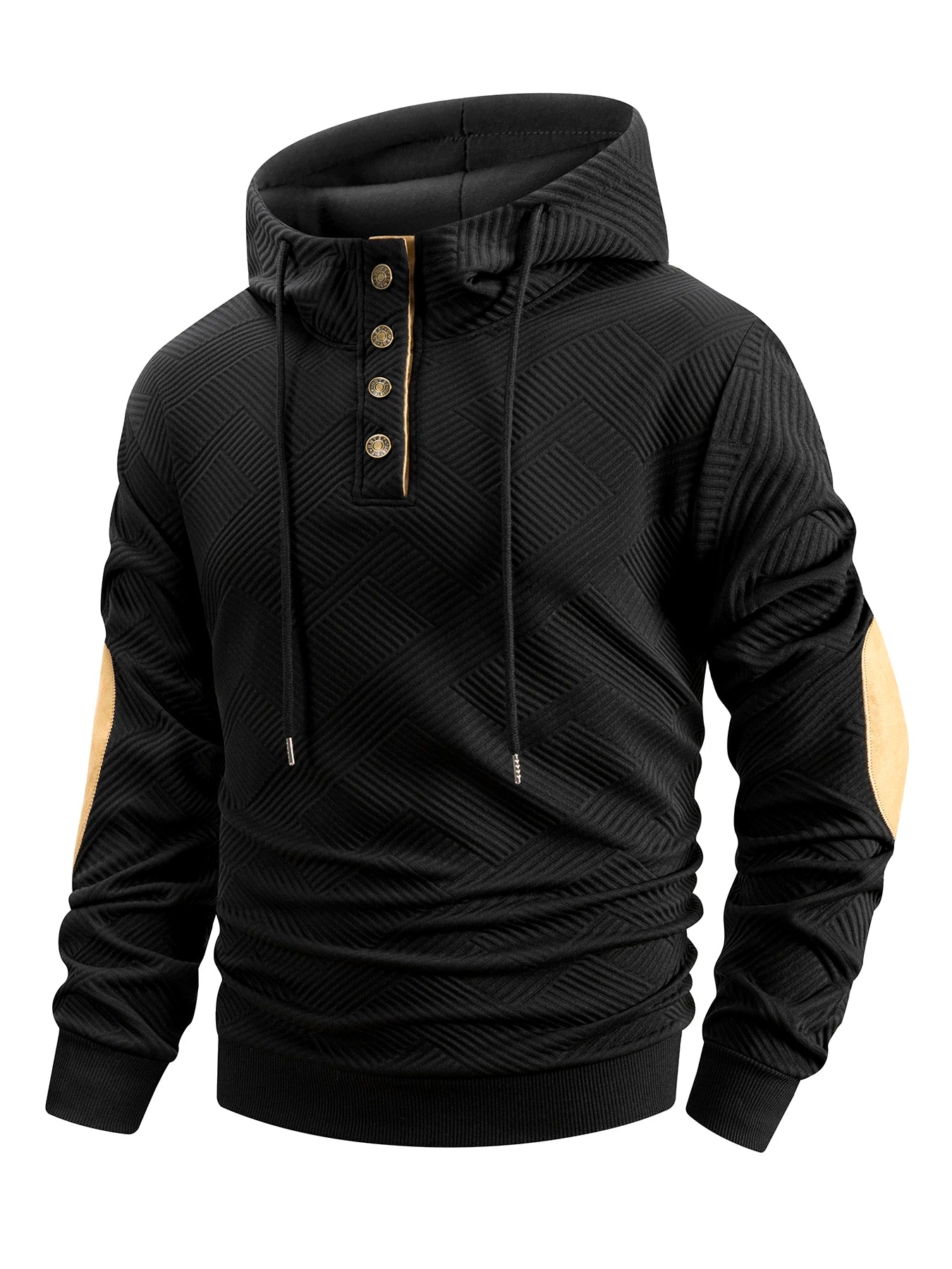 Sudadera con Capucha para Hombre, Cuello Alto, Manga Larga, Informal, de Punto, Otoño Invierno, Pulóver Casual Cómodo, Estilo Urbano