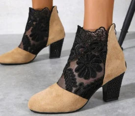 Zapatos de tacón de encaje para mujer, sandalias romanas de moda para mujer, zapatos de mujer transpirables, elegantes zapatos de tacón para mujer, nuevas sandalias de tacón de malla