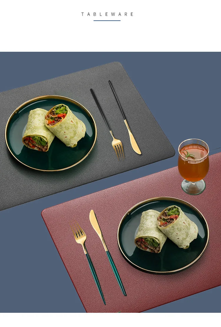 Manteles Individuales de 4 Piezas de 30x45cm, de PU, Limpiables, Impermeables, Resistentes al Calor, Antideslizantes, Fáciles de Limpiar, de Color Sólido para Cocina y Comedor