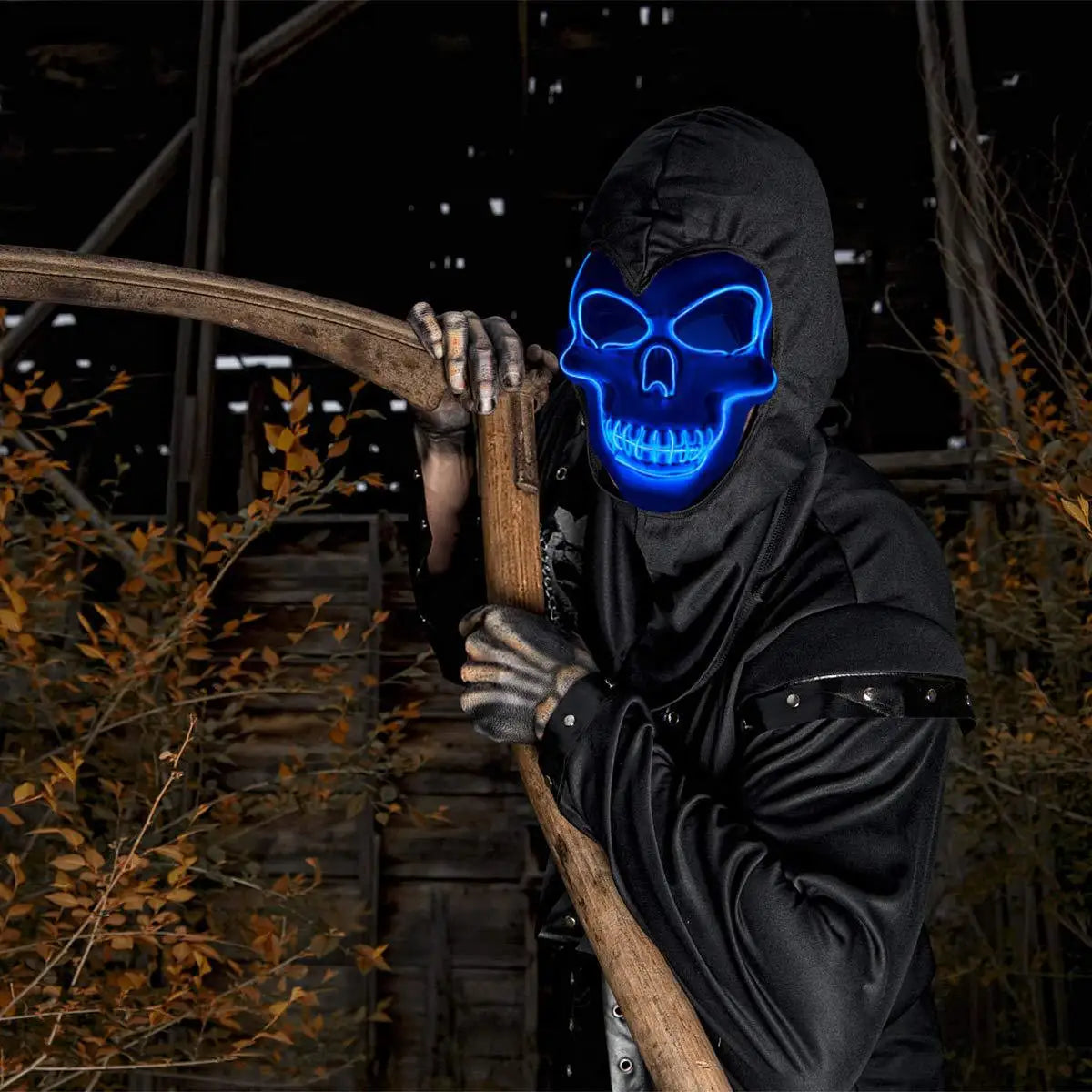 Máscara de calavera de terror de Halloween, máscara de luz fría LED, máscara LED de Halloween, máscara de cosplay, decoración de fiesta de Halloween, máscaras de calavera luminosas