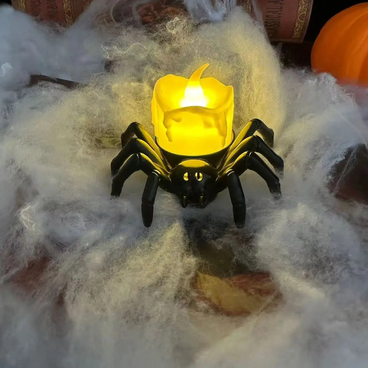 Decoración de Halloween de araña, luz LED de vela espeluznante, sin llama, parpadeo seguro, decoración de fiesta, ambiente festivo, vacaciones