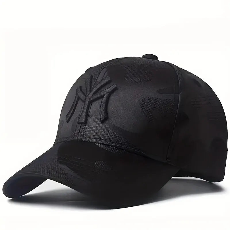 Gorra de béisbol de camuflaje bordada con letras de moda para primavera y otoño, gorra informal ajustable para exteriores, sombrero protector solar