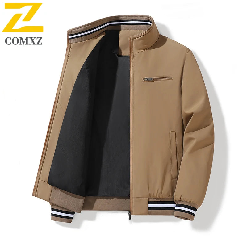 New Men's Jacket Retro Middle Aged Men's Coat Outdoor Waterproof Stand Up Collar Business Jacket Simple Men's Wear 4XL 5XL