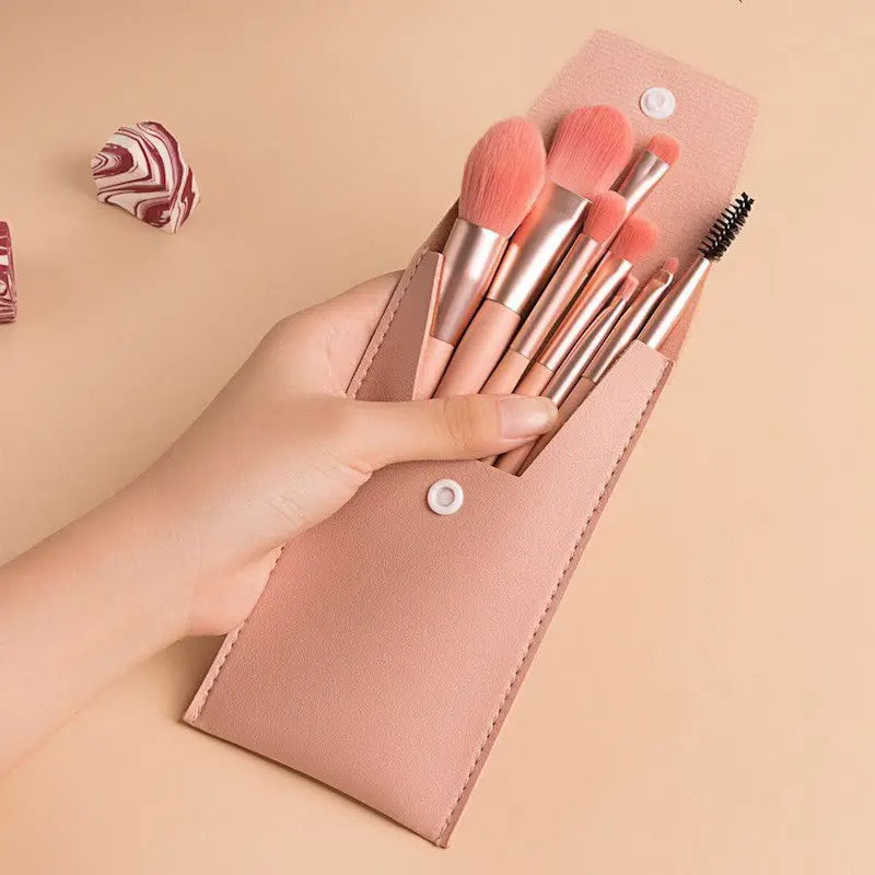 Lot de 8 pinceaux de maquillage portables pour fard à paupières, fond de teint, estompeur, doux et moelleux, pour cosmétiques, anti-cernes, outil de maquillage professionnel
