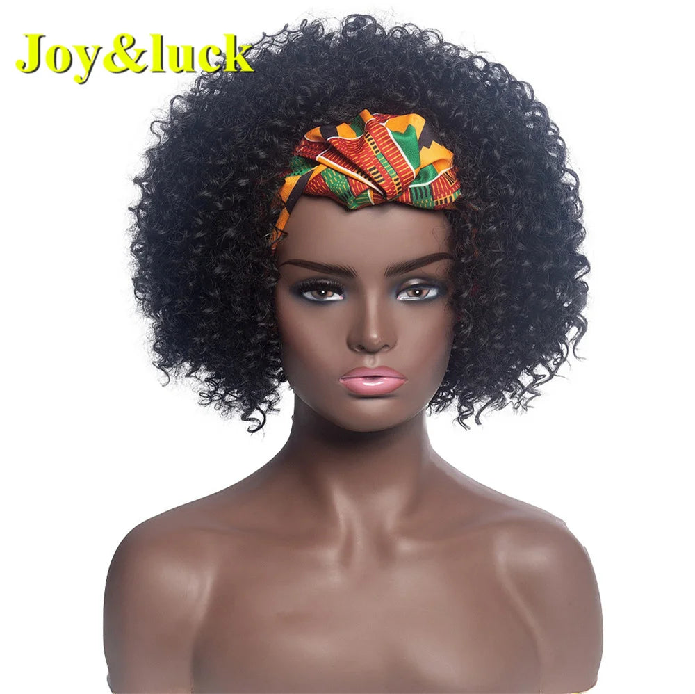 Burgundy Afro Curly Headband Wig