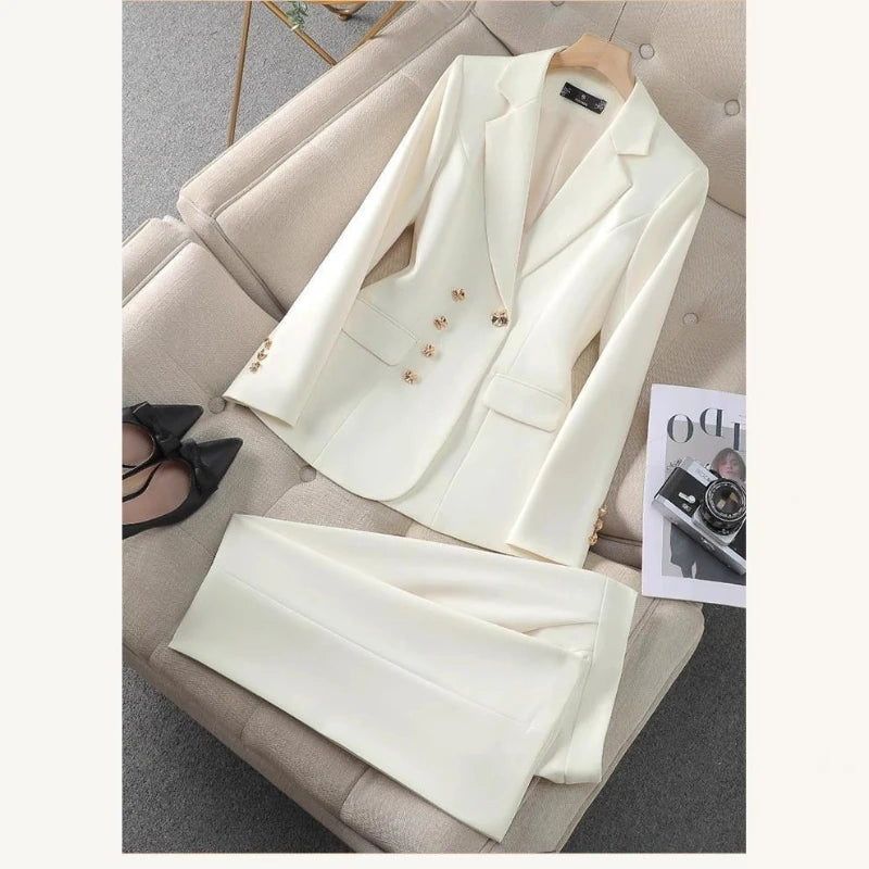 Ensemble deux pièces pour femme, tenue de travail, blazer, veste et pantalon, style décontracté, 2025
