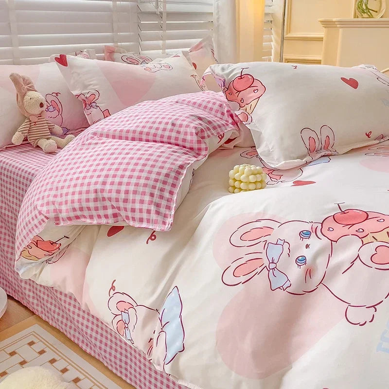 Juego de sábanas estilo dibujos animados para niños, juego de cama con estampado de conejo, transpirable, duradero, постельное белье 이불세트, juego de cama Queen/King