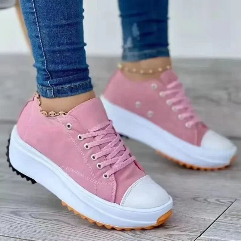 Women's New Casual Single Shoes for Women Autumn Summer Round Head Canvas Solid Color Low Top Large Size Women's Shoes