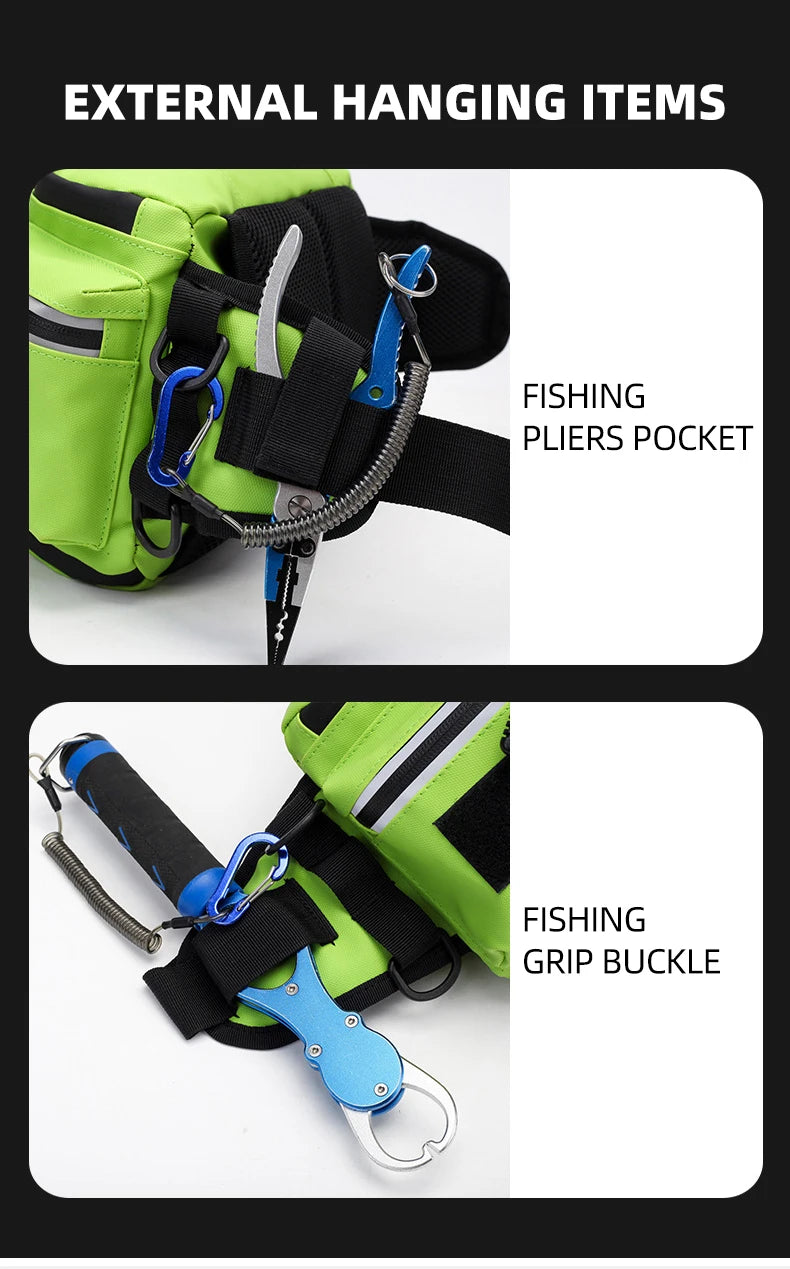 Riñonera para Señuelos de Pesca, Caja de Pesca Grande, Accesorios para Deportes al Aire Libre, Bolsa de Cinturón para Equipo de Pesca, Bandolera de Pesca con Múltiples Bolsillos