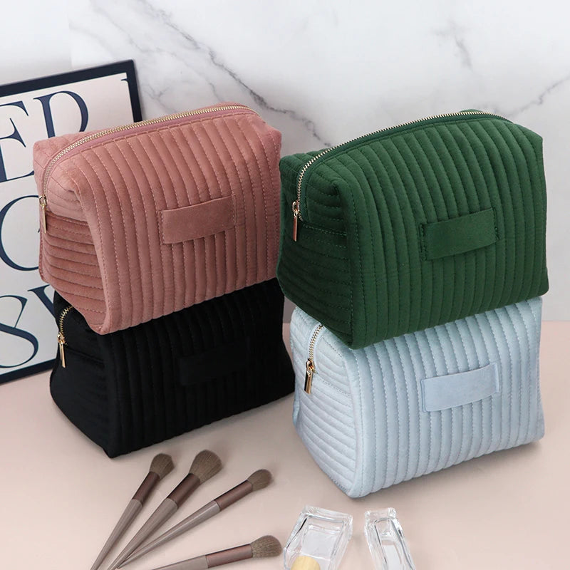 Bolsa de maquillaje de viaje, bolsa de cosméticos acolchada, bolsas de maquillaje acolchadas para mujer, estuche organizador de maquillaje, neceser de viaje con apertura ancha