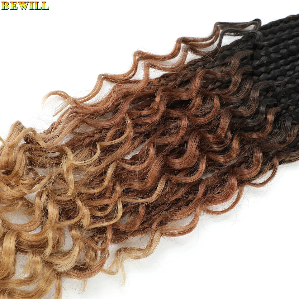 18" Long Boho Braids Extensions Goddess Box Braids Crochet Hair Black Purple Pink Synthetic Braiding Hair Bohemian Hippie Braids