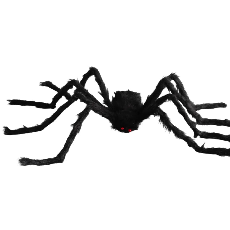 Araña Grande de Peluche de Halloween, Decoración de Halloween de Terror, Accesorio de Fiesta, Decoración Gigante de Araña para Exteriores de 30-200cm, Broma de Cámara, Araña Negra