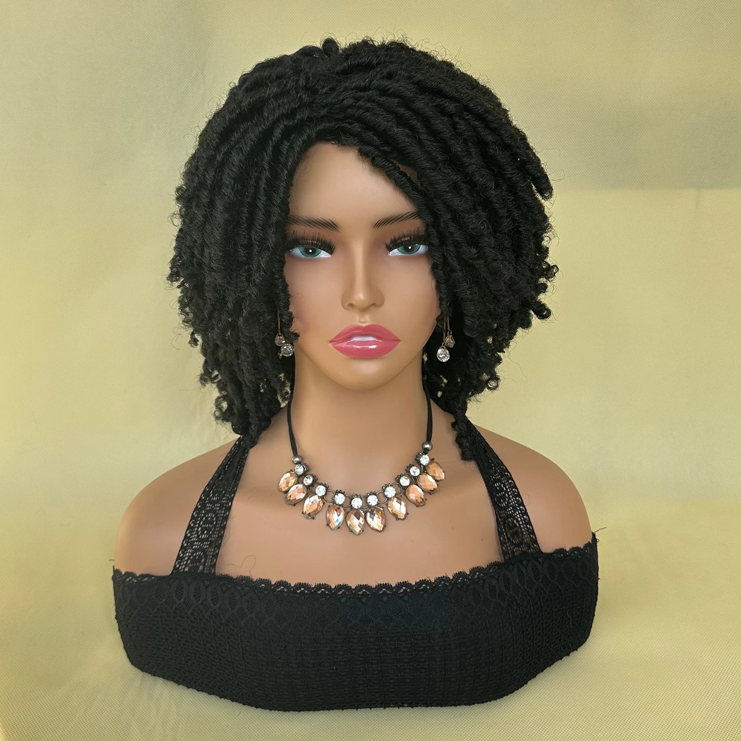 Peluca Afro Bob de rastas, peluca trenzada sintética de ganchillo con rastas falsas, versátil estilo de rastas cortas para mujer