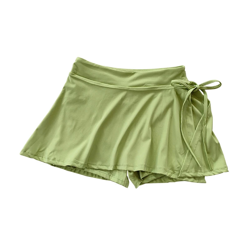Falda de yoga deportiva, falda pantalón de bádminton y tenis, falda de secado rápido de medio cuerpo con bolsillo, falda pantalón con abertura lateral y tirantes para exteriores