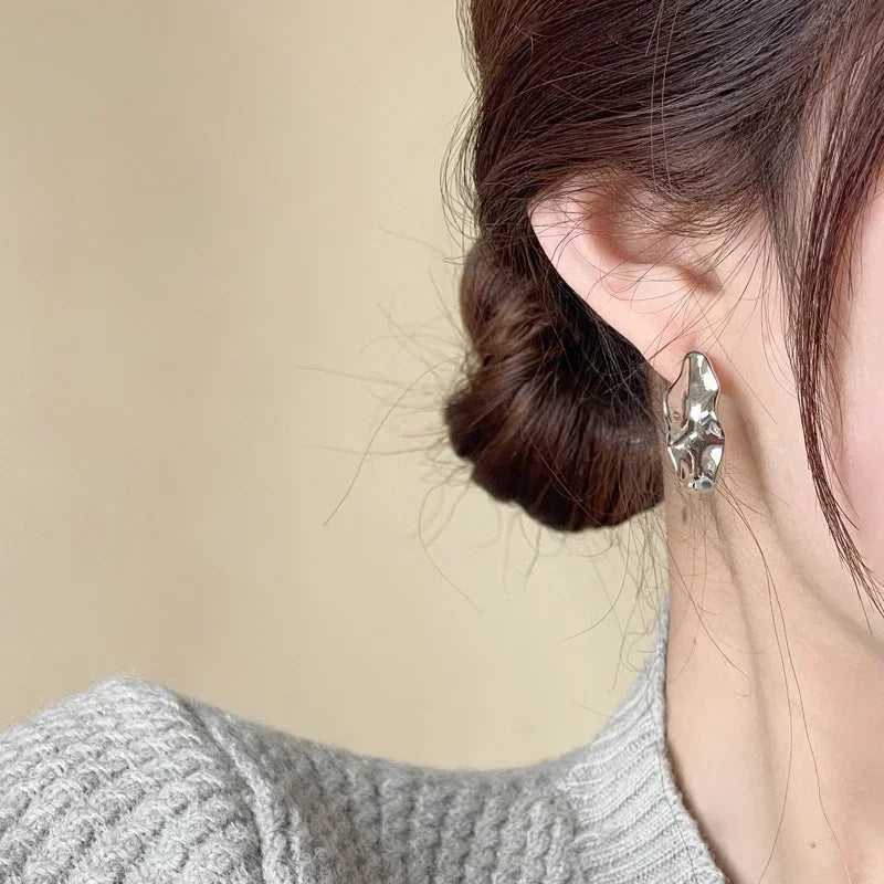 Pendientes de mujer Retro Minimalista Pendientes de Tuerca Irregulares Exagerados de Moda para Mujer Accesorios de Joyería