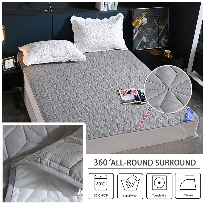 Cubrecama Impermeable Sobre La Cama Protector De Colchón Transpirable Antideslizante Con Banda Elástica Alfombrilla Antipolvo Para Hotel y Hogar
