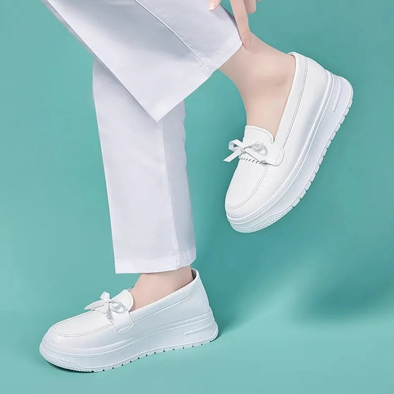 STRONGSHEN Zapatos de enfermera para mujer, suela suave cómoda, transpirables, antideslizantes, cuña, zapatos casuales blancos, zapatos de trabajo, Zapatos Mujer