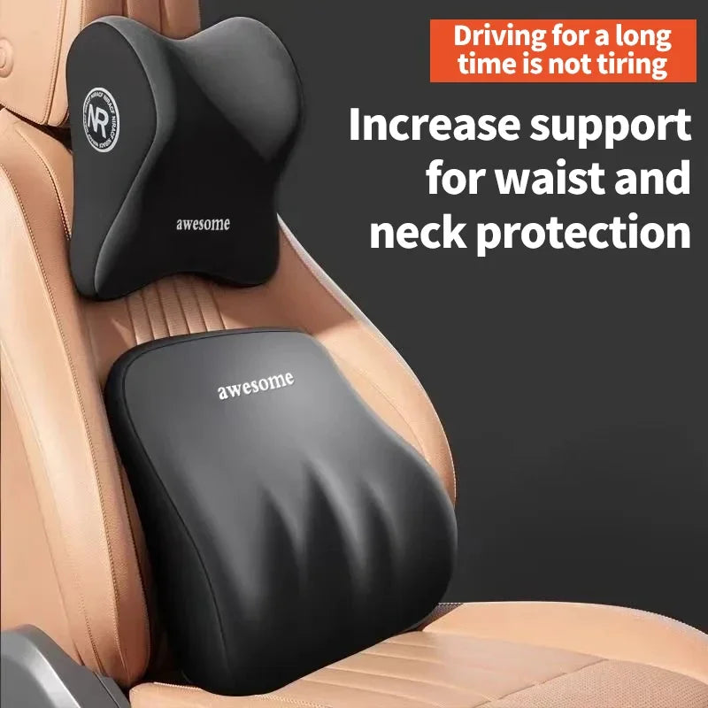 High Quality Memory Cotton Car Neck Pillow Waist Support Pad Headrest Waist Pillow Car Seat Back Cushion Driver Lumbar Cushion