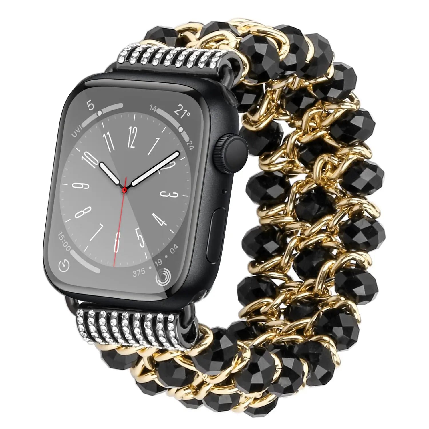 Correa de perlas con purpurina compatible con Apple Watch de mujer de 38 mm, 40 mm, 41 mm, 42 mm, 44 mm, 45 mm, iWatch Ultra Series SE 9 8 7 6 5 4 3 2 1