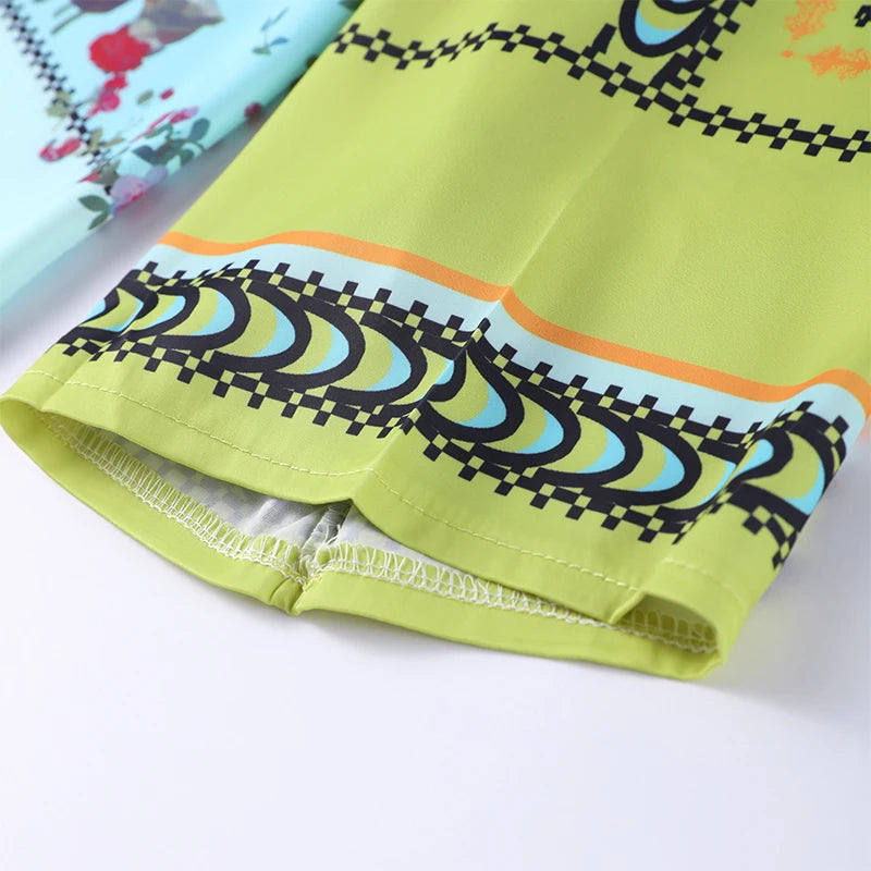 Conjunto de pantalones largos estampados para mujer, elegante camisa de manga larga con cuello en V, pantalón ancho holgado, traje de verano de 2 piezas para mujer, estilo urbano