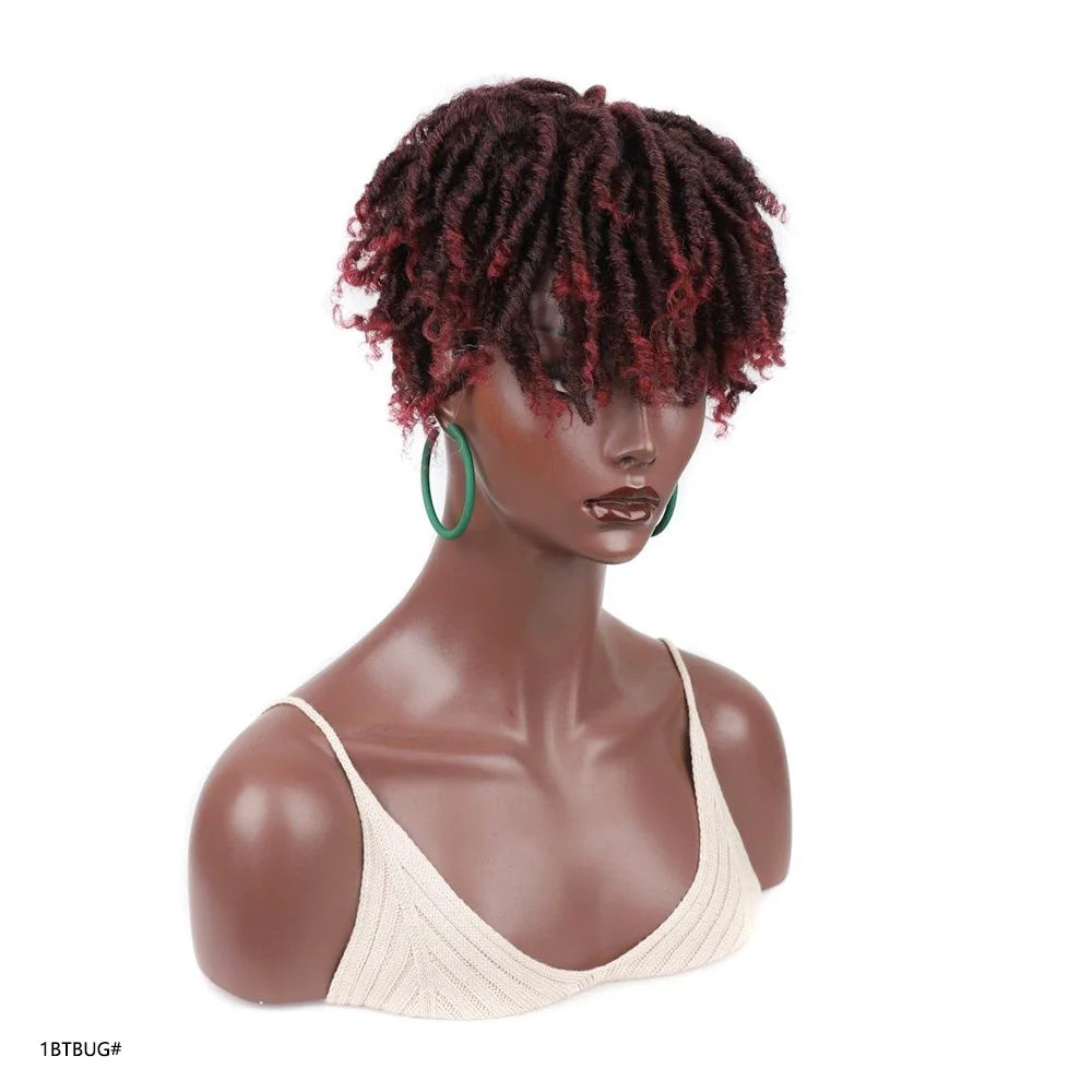 Jeedou Synthetic Toupee Hairpiece Wig Short Curly Hair Braided Hair Clip On Hair Afro Women Black Wig For Thinning Hair