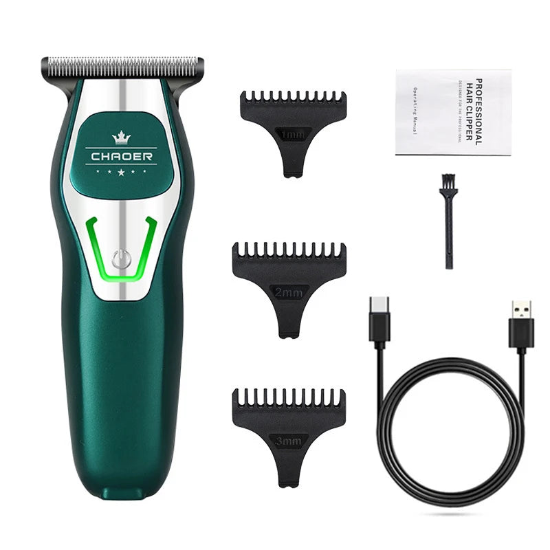 Cortapelos profesional para barbería, afeitadora para hombres, recortador de barba eléctrico, cuchilla en T de 0 mm, cortador de pelo inalámbrico, máquina de cortar el pelo