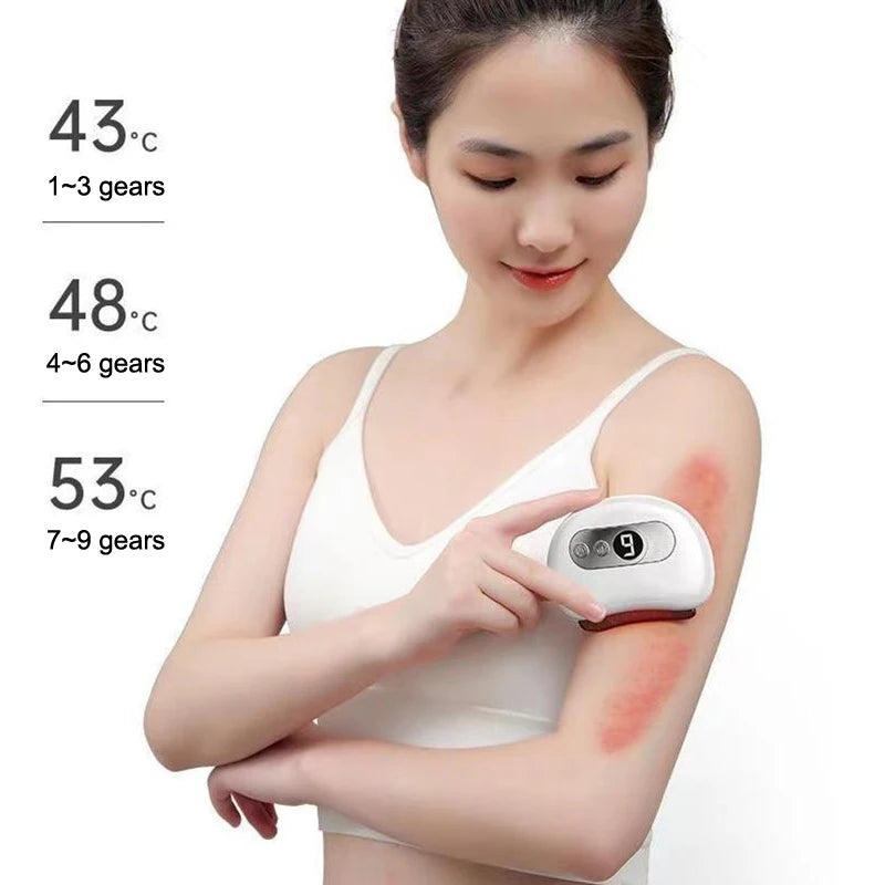 Masajeador eléctrico USB Guasha, piedra caliente, calentamiento por vibración, tabla de raspado, masaje de cuello y espalda, herramientas faciales Gua Sha para lifting facial