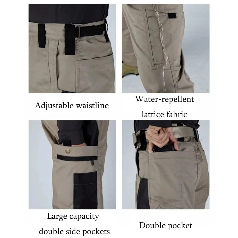 Pantalones de trabajo resistentes al desgaste para hombre, multibolsillos, cargo rectos, pantalones tácticos para correr al aire libre, pantalones casuales de primavera y otoño