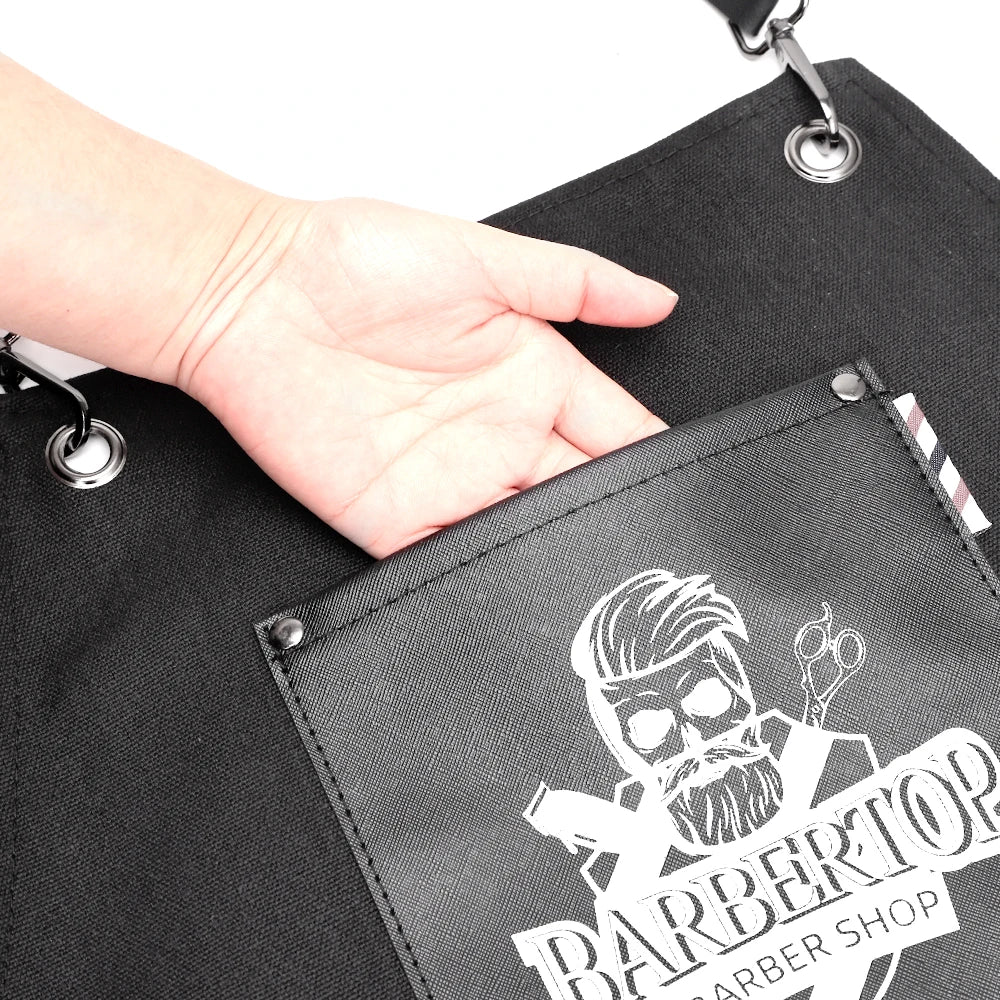 Delantales de barbero, uniforme de cocina para peluquero, delantal impermeable de tela con bolsillo para salón de barbería