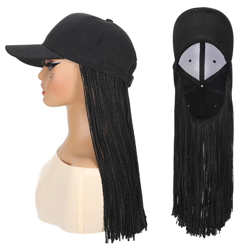 SQRDGQ Synthetic Braided Hair Hat Wigs for Woman 14inch Bug Black Blonde Braided Extensions with Baseball Cap Woman Wigs