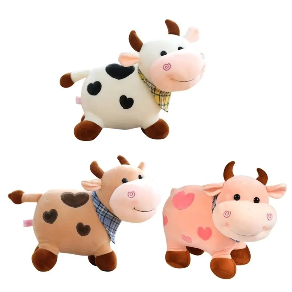 Juguete de peluche de vaca de dibujos animados lindo para decoración del hogar, juguete de peluche de vaca sonriente para niños, muñeco de peluche de animales, juguete de peluche de ganado