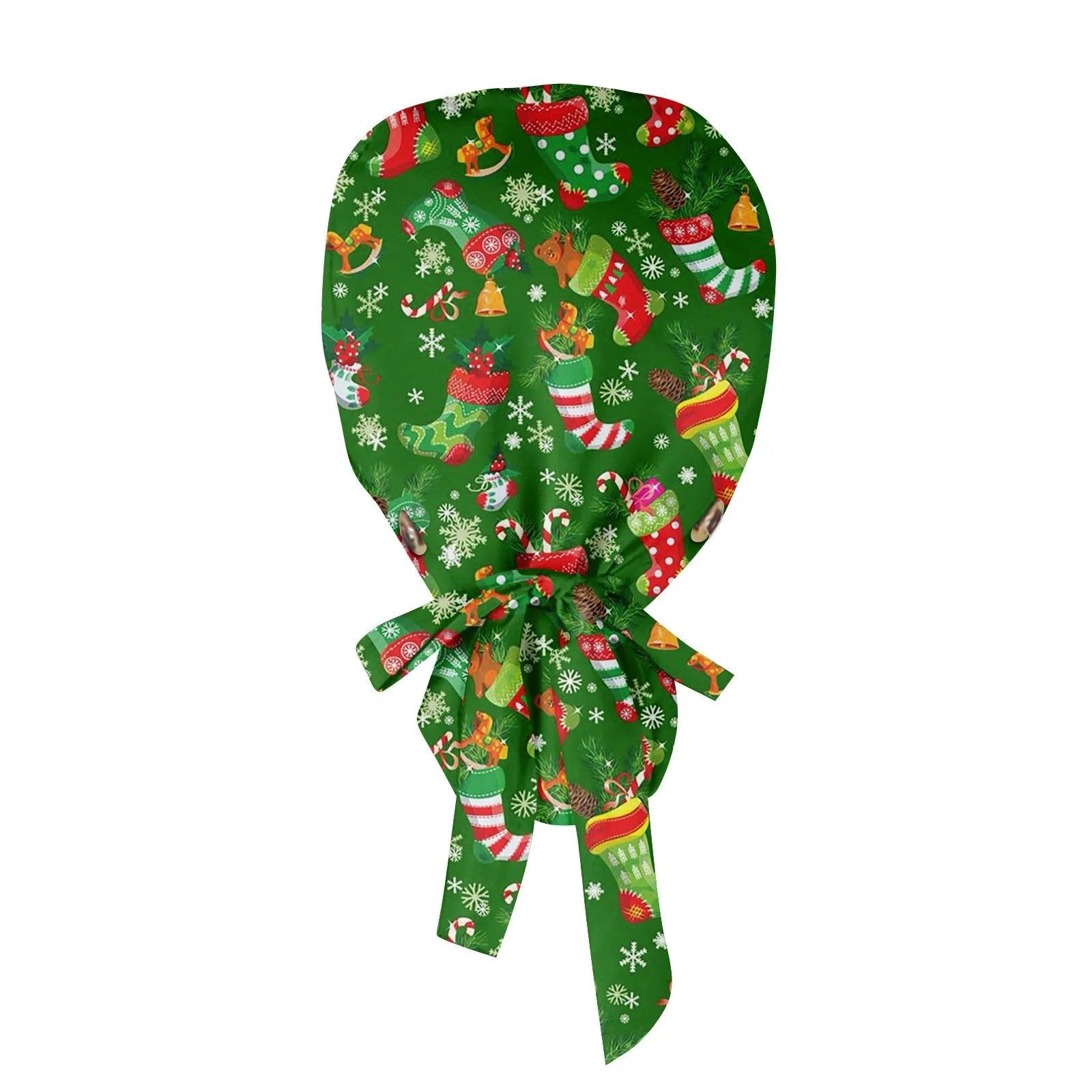 Gorro de Trabajo de Pelo Largo con Estampado Navideño a la Moda, Gorro de Trabajo Ajustable, Gorro de Enfermería para Salón de Belleza, Gorro Quirúrgico Femenino, Gorros de Enfermera