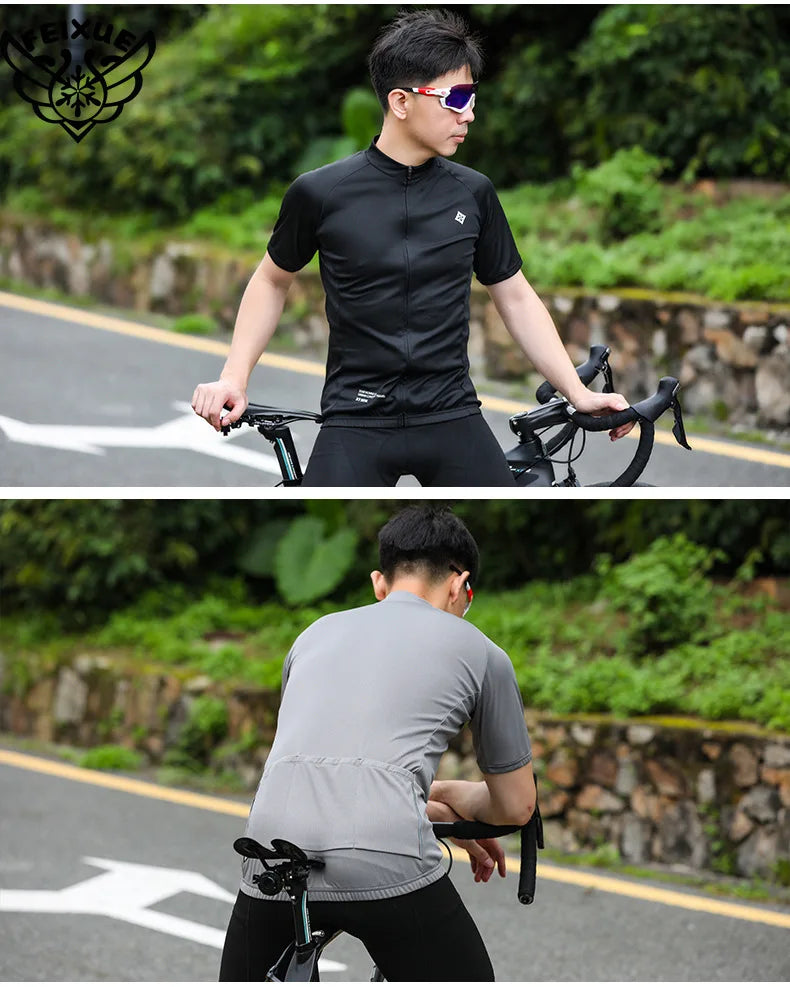 Maillot de Ciclismo para Hombre Transpirable Ropa de Bicicleta Sólido con Bolsillos Camiseta Superior de Ciclismo para Hombres Ropa de Ciclismo de Montaña