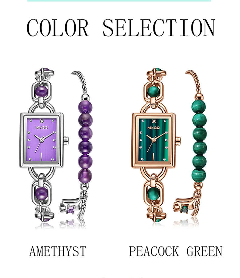 Reloj de mujer de lujo ligero con cristales exquisitos y pulsera de esmeraldas medievales, relojes de cuarzo de moda para mujer y accesorios