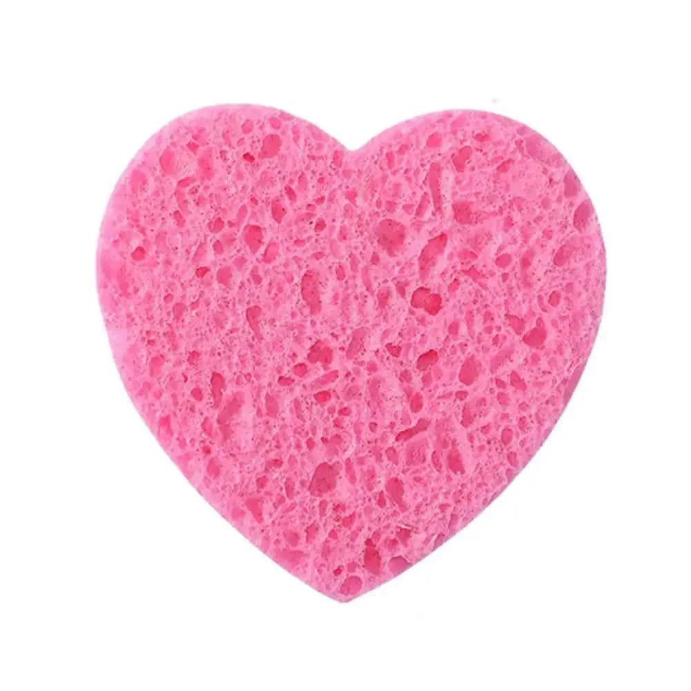 10 esponjas de fibra en forma de corazón, esponja de exfoliación facial, exfoliación de poros, masaje, maquillaje, limpieza facial natural B9D5