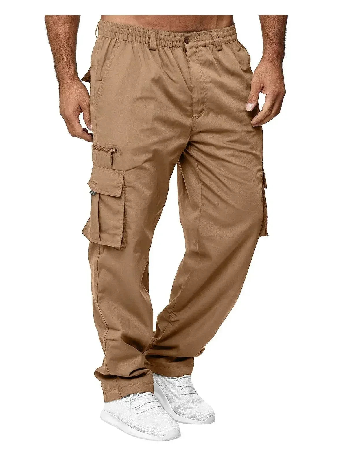 Pantalones de trabajoPantalones de trabajo informales para hombre con múltiples bolsillos, pantalones largos de pierna recta sueltos para exteriores, pantalones casuales de fitness para hombre