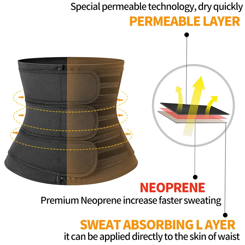 Women Waist Trimmer Tripple Belts Body Shaper Trainer Shapewear Girdle Tummy Control Slimming Fat Burning Postpartum Sheath Belt