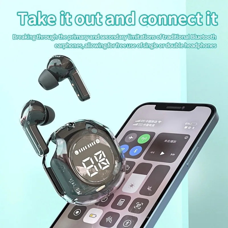 Auriculares Bluetooth T8 PRO TWS transparentes con pantalla digital LED, auriculares inalámbricos in-ear para Xiaomi, Huawei, iPhone