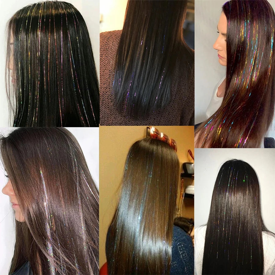 Perruque synthétique teintée au laser, extension capillaire en plumes sans couture, pièce unique, accessoire de coiffure pour groupe de filles