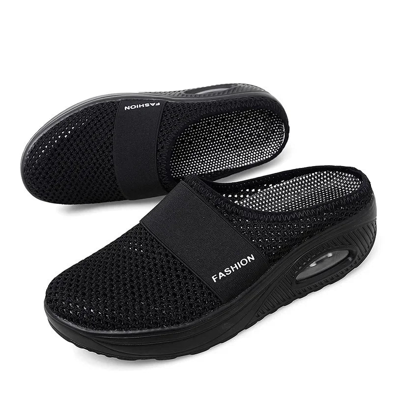 Zapatos de Caminar sin Cordones con Amortiguación para Mujer, Ortopédicos, Diabéticos, Mulas de Plataforma para Dama, Zapatillas Ligeras de Malla, Cuña, Deportivas Femeninas