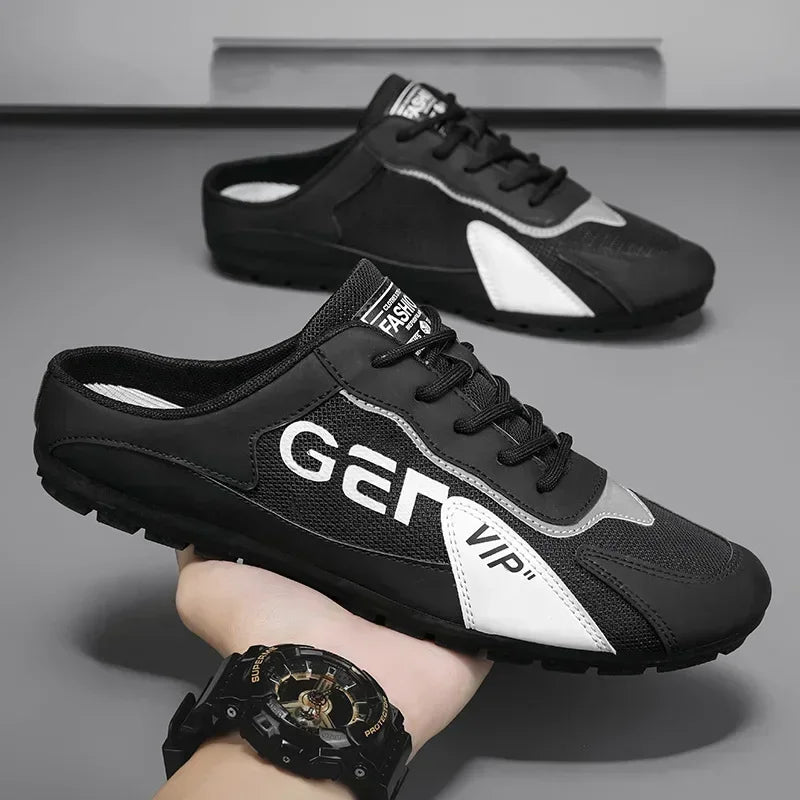 Nueva Tendencia de Pantuflas para Hombre Zapatos Baotou para Hombre Verano Transpirable Zapatos Casuales Planos Vulcanizados Zapatillas Deportivas Masculinas Zapatos Semi Abiertos