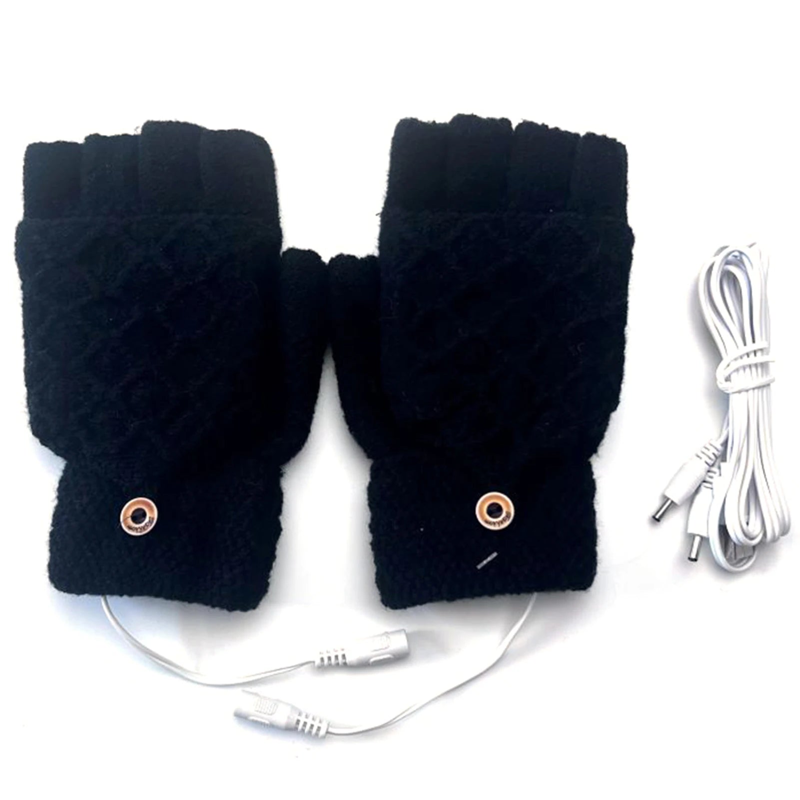 Guantes calefactables eléctricos USB unisex para invierno, exteriores, de color liso, mitones calentadores de mano de dedo completo y medio, térmicos
