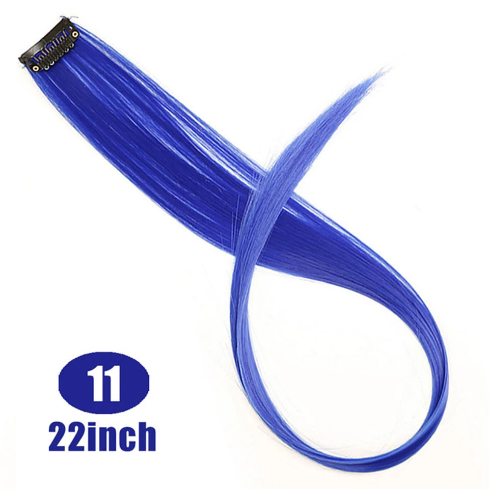 Extensions de cheveux synthétiques longues et bouclées pour femmes, résistantes à la chaleur, à clipser, couleur or, gris, violet, rose, rouge